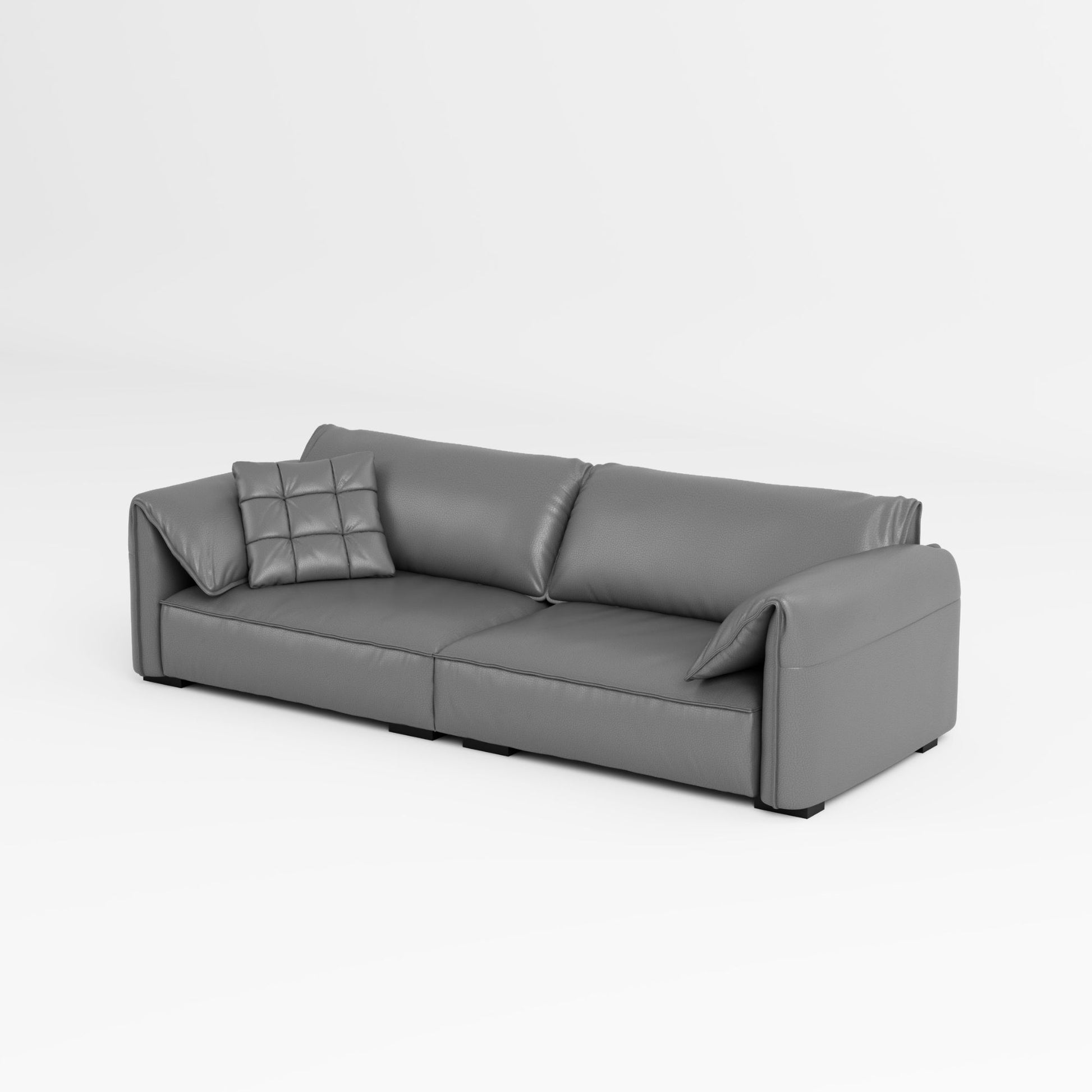 Comfy grey top grain full leather sofa