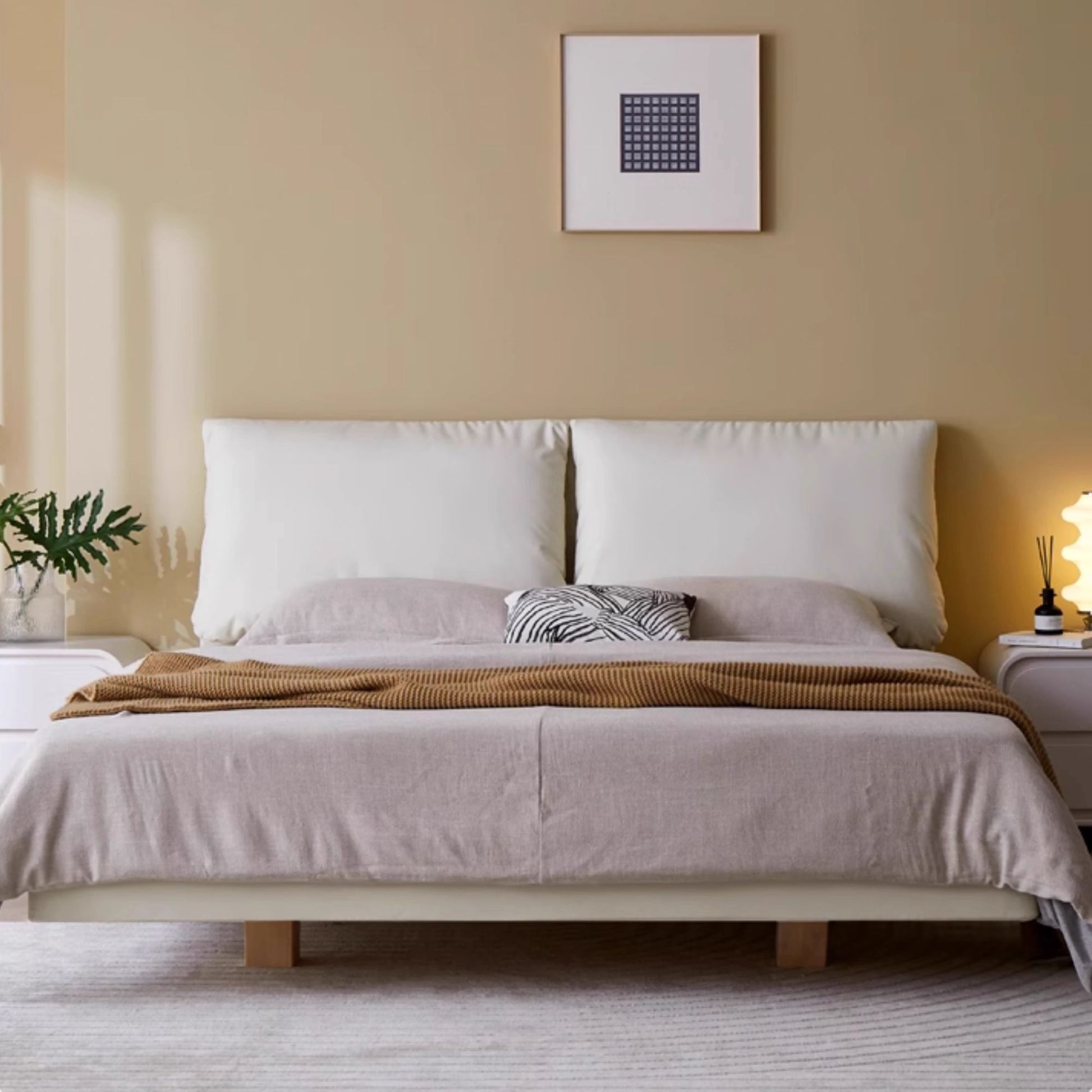 Comfy faux leather bed frame white