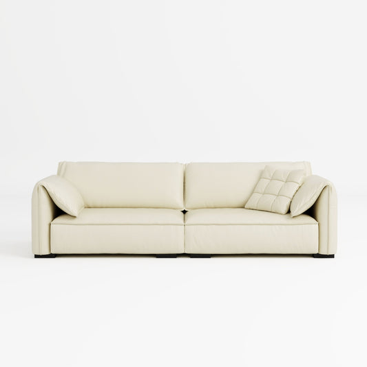 Comfy white top grain half leather sofa