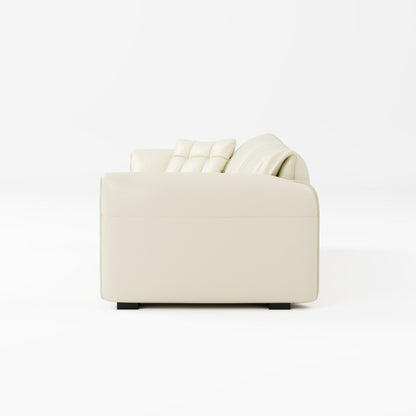 Comfy white top grain half leather sofa
