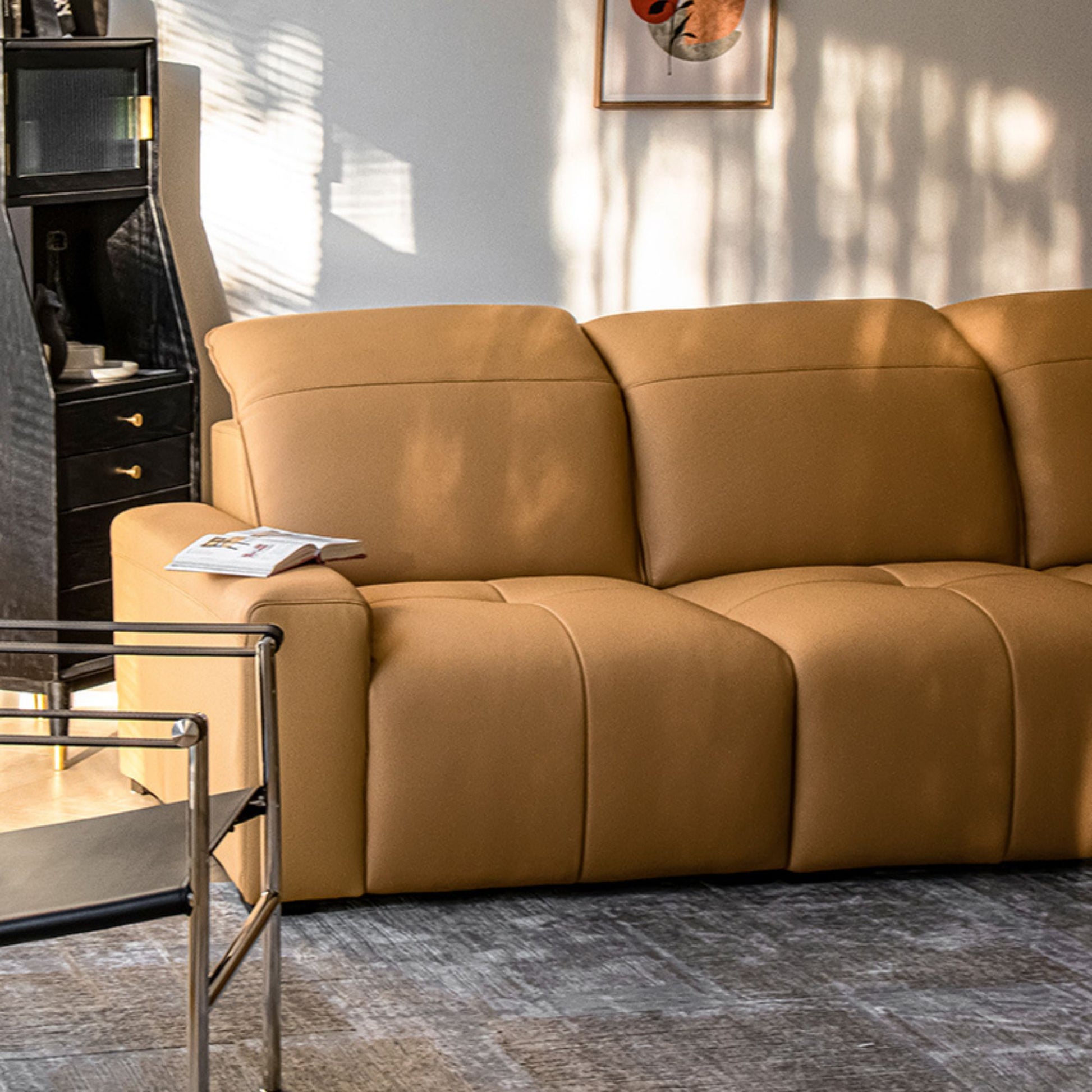 Cove brown half leather sofa