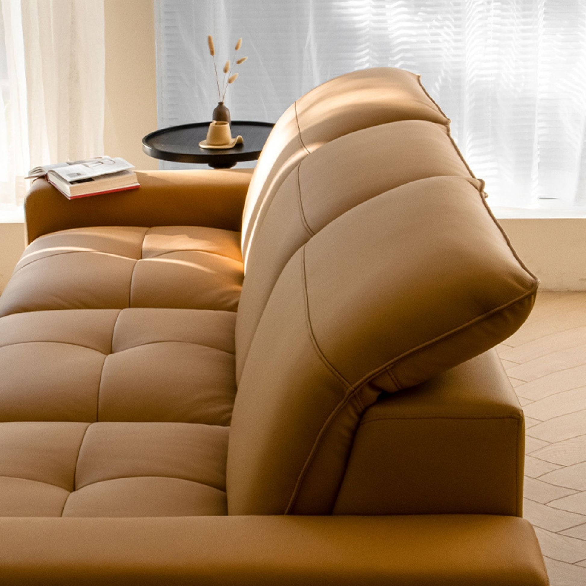 Cove brown half leather sofa