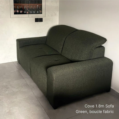 Delivered 2 seater 180cm Cove fabric sofa in green boucle fabric