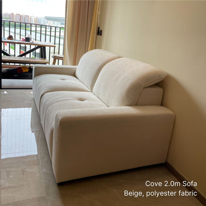 Delivered 3 seater Cove 200cm sofa in beige chenille fabric