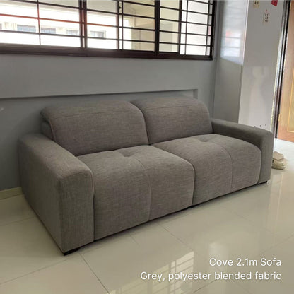 Delivered 3 seater 210cm Cove fabric sofa in grey polyester blended fabric