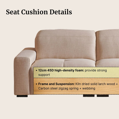 Sofa with seat cushion details on a beige background