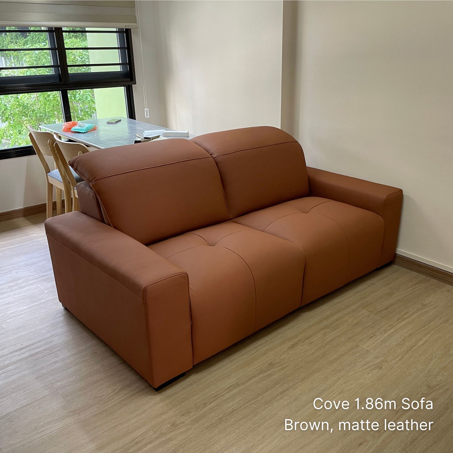 Delivered 2 seater Cove leather sofa in brown
