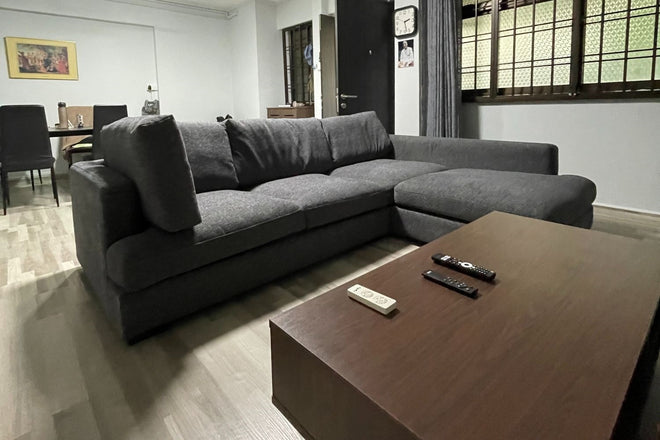 Crescent 260cm Black Fabric Sectional Sofa Geeta | Apr 24