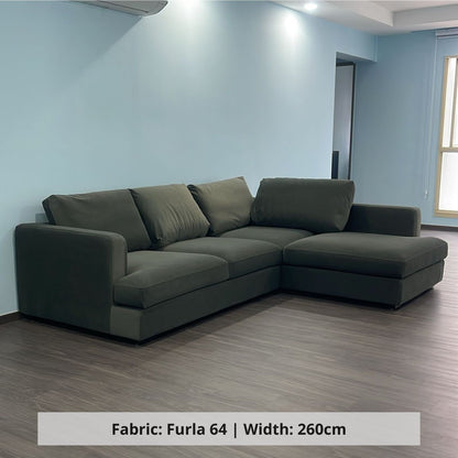 Crescent 260cm fabric L shape sectional sofa in Furla 64 (Other)