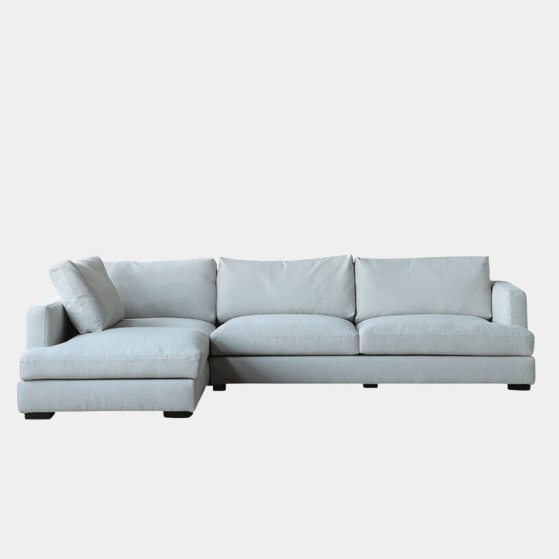 crescent fabric l-shaped sectional sofa left chaise grey