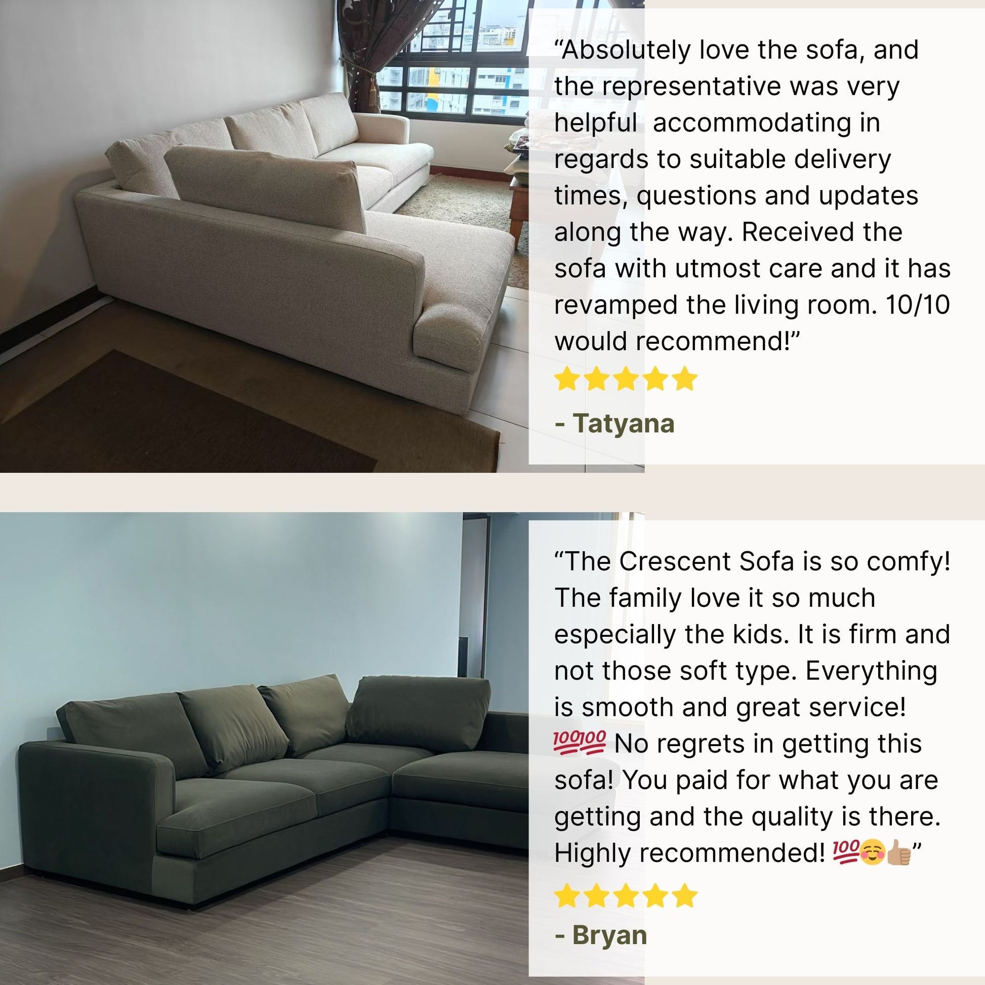 Good reviews for Crescent l-shaped sectional sofa