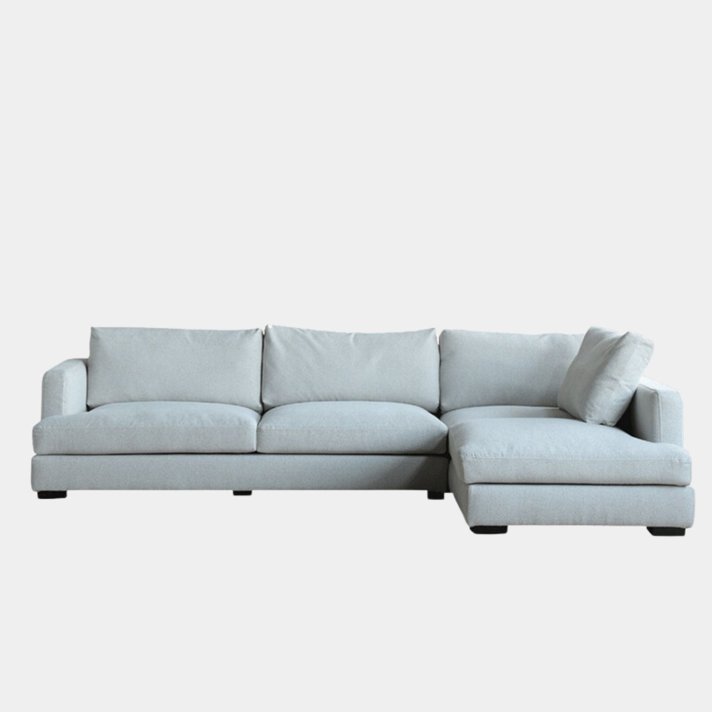 crescent fabric l-shaped sectional sofa right chaise grey