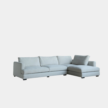 Crescent fabric sectional sofa right grey