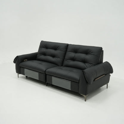 Black leather sofa on a white background