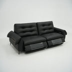 Black leather sofa on a white background