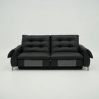 Black leather sofa on a white background