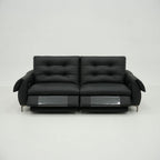 Black leather sofa on a white background