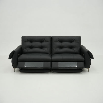 Black leather sofa on a white background