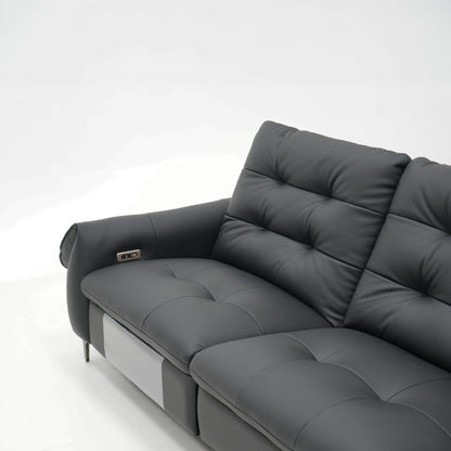 Black leather sofa on a white background