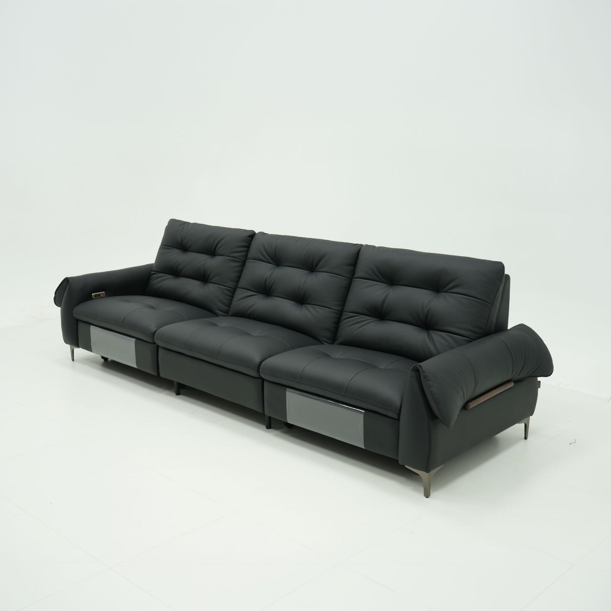 Black recliner sofa on a white background