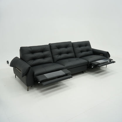 Black leather sofa on a white background