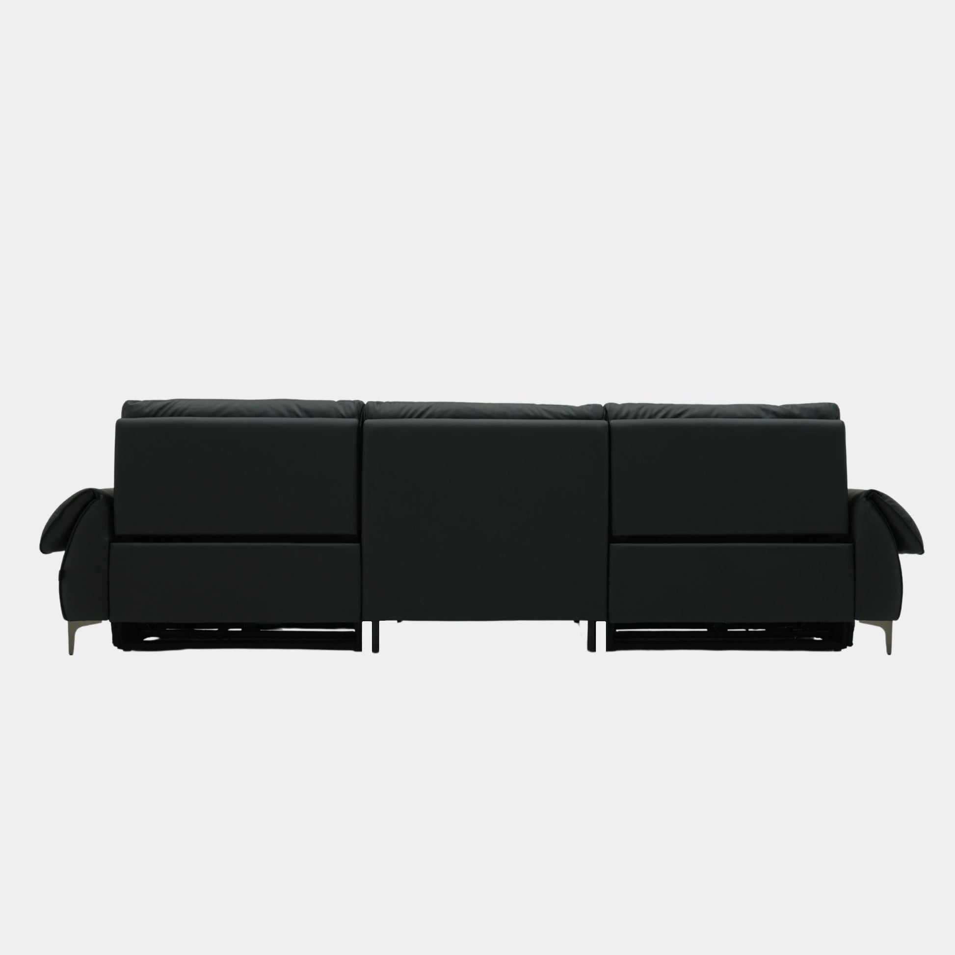 Black recliner sofa back view on a white background