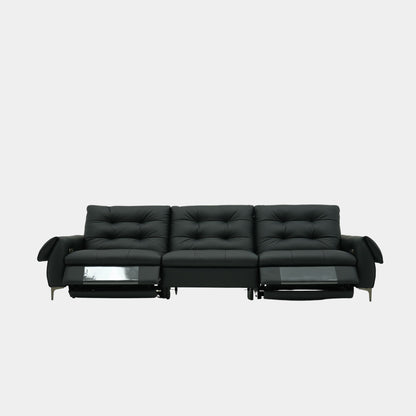 Black leather recliner sofa on a white background