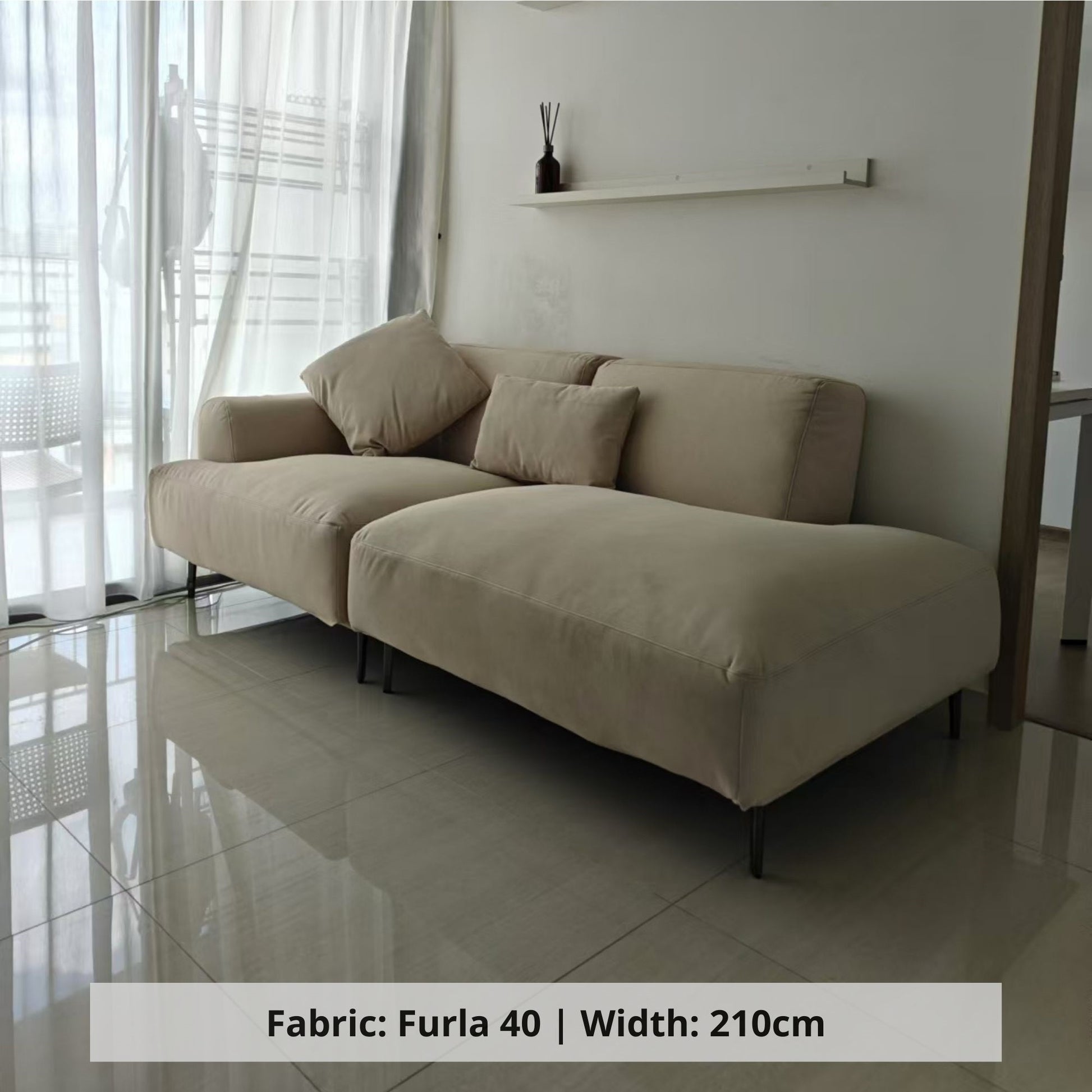 Crystal 3 seater beige pet friendly fabric sofa (Other)