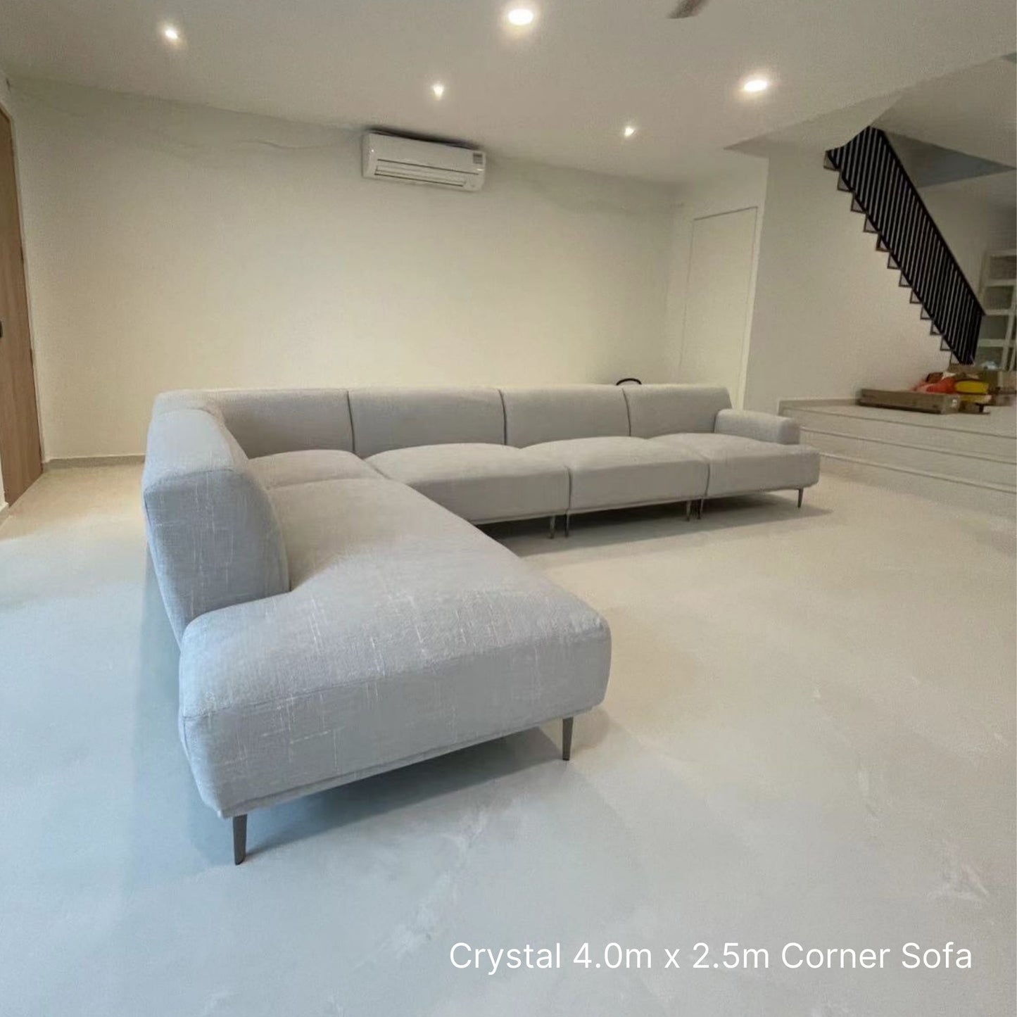 4.0m extended Crystal fabric corner sectional sofa in our customer's first floor living room