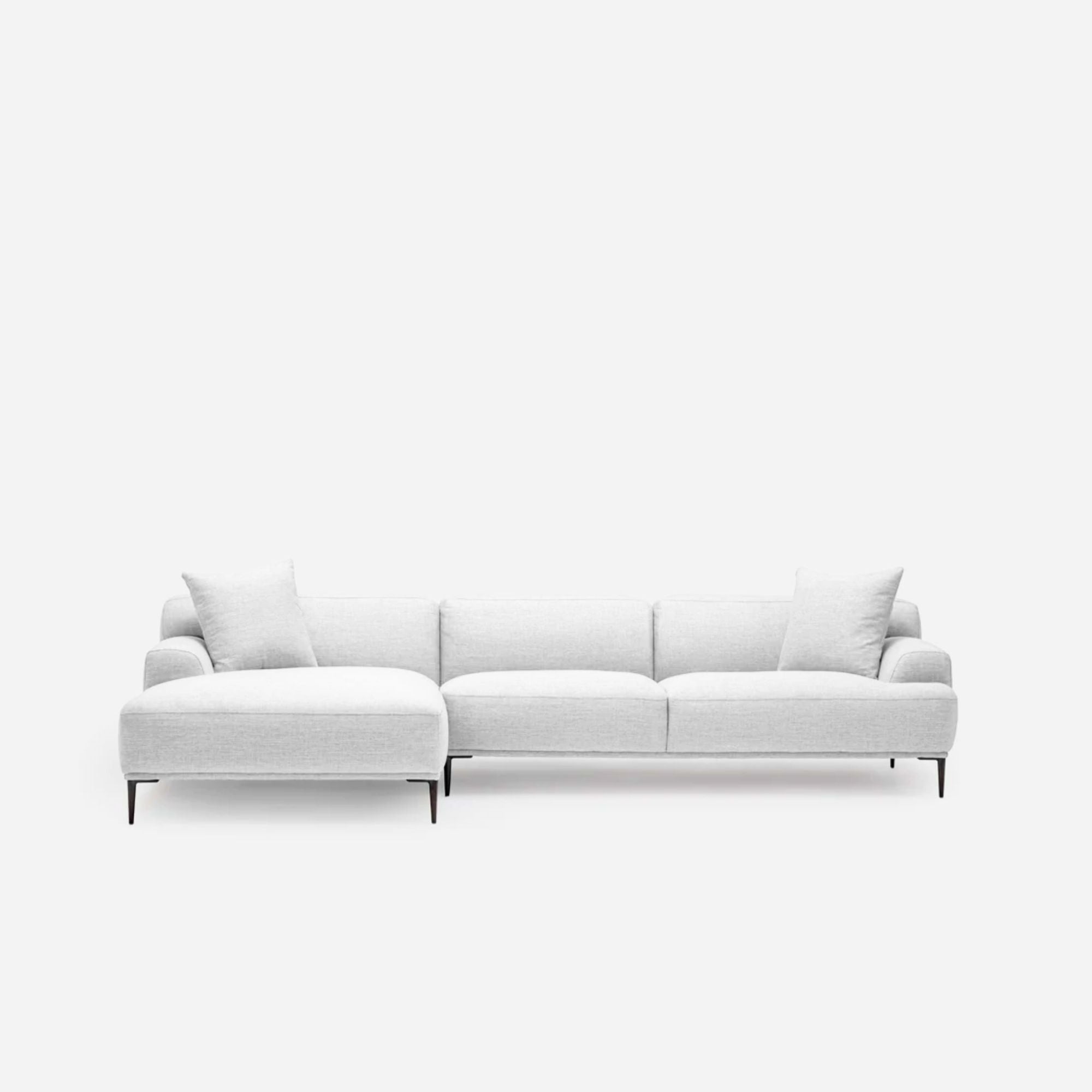 crystal fabric l-shaped sofa extended left chaise grey