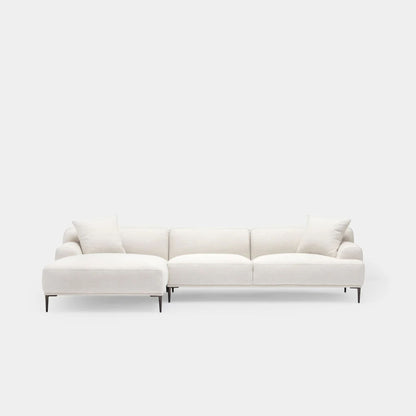 crystal fabric l-shaped sofa extended left chaise white