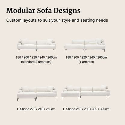 Modular Crystal sofa designs with customizable layouts on a beige background