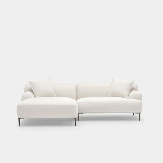 crystal fabric l-shaped sofa left chaise white
