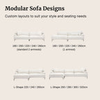 Modular Crystal sofa designs with customizable layouts on a beige background