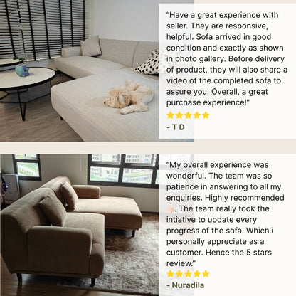 Good customer reviews for Crystal fabric l-shaped sofa 