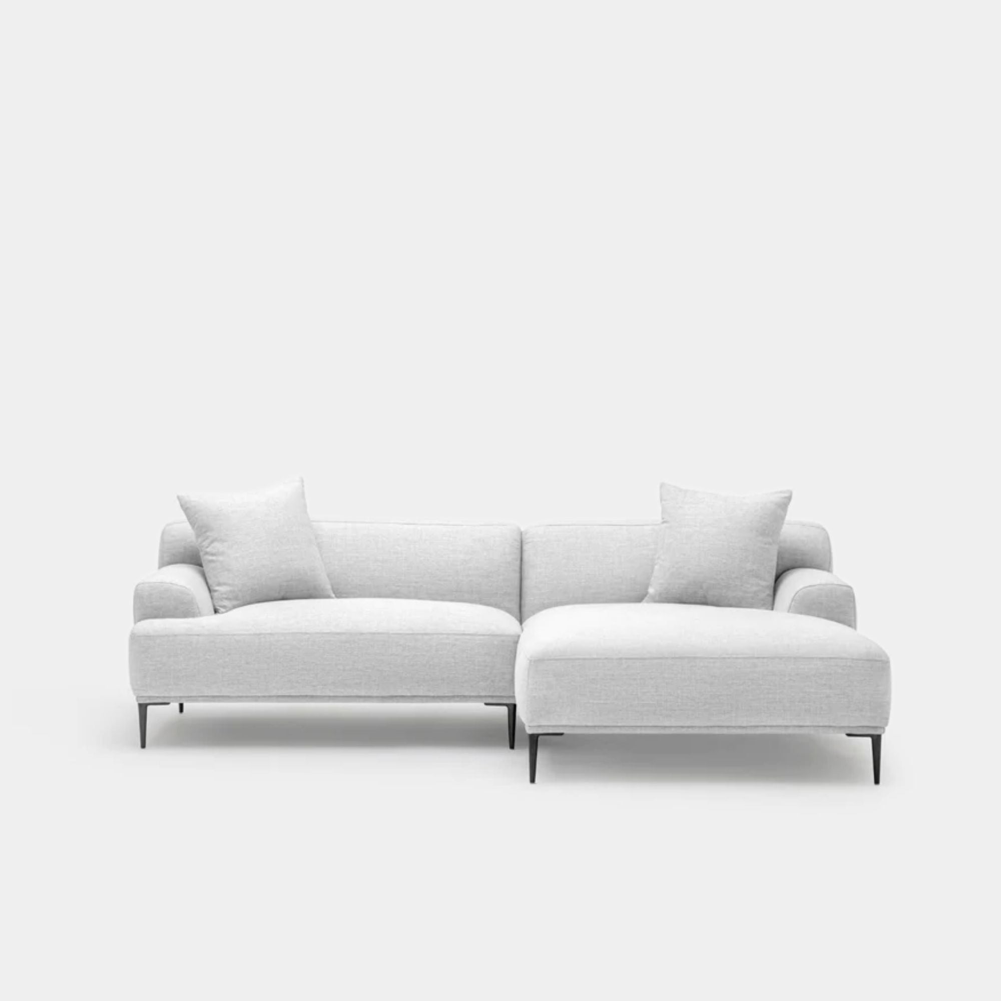 crystal fabric l-shaped sofa right chaise grey