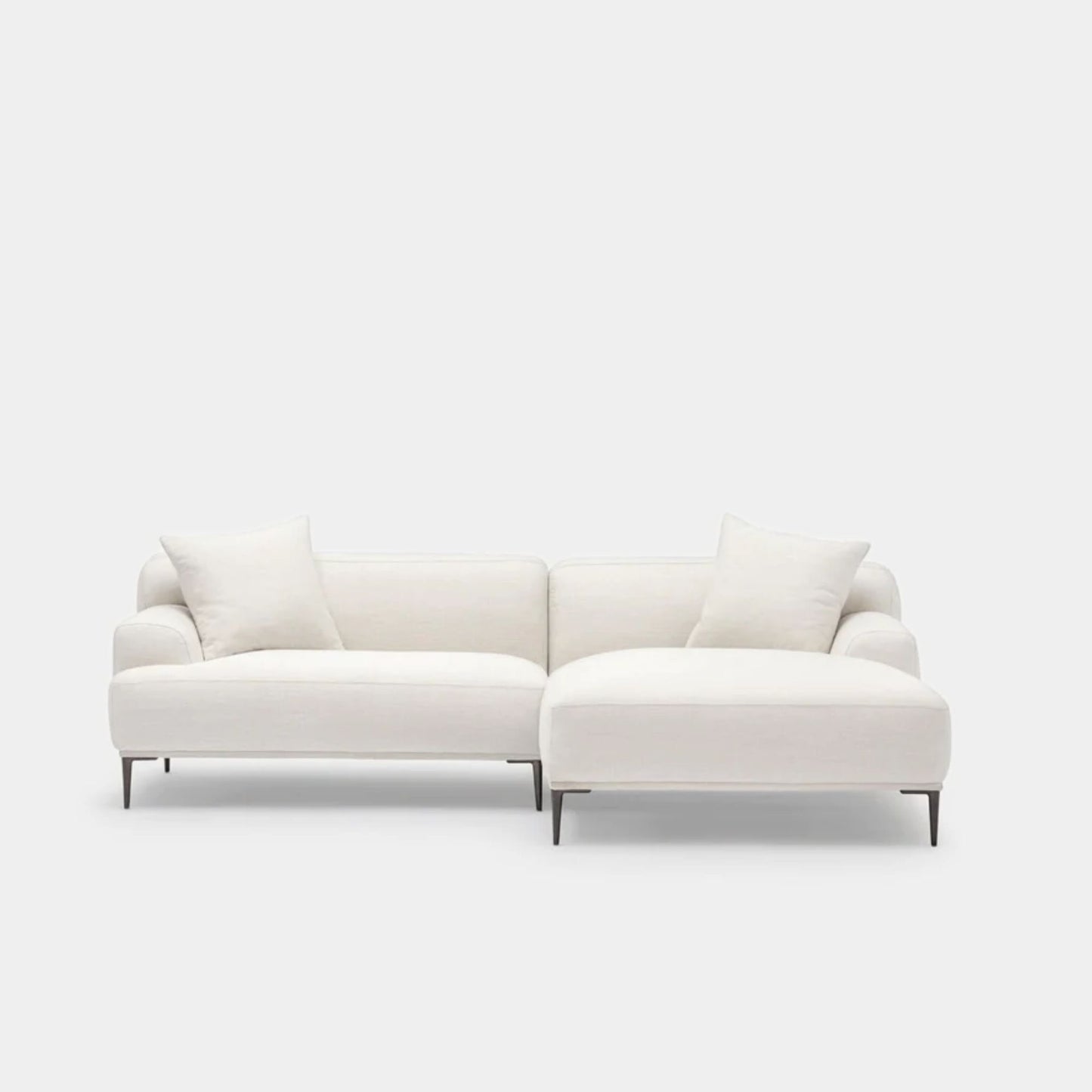 crystal fabric l-shaped sofa right chaise white