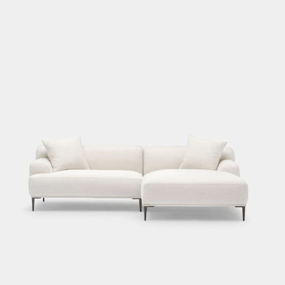 crystal fabric l-shaped sofa right chaise white