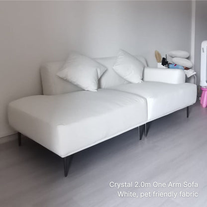 3 seater 200cm Crystal fabric one arm sofa in white pet friendly fabric in our customer's home