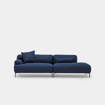 Crystal fabric one arm sofa right blue