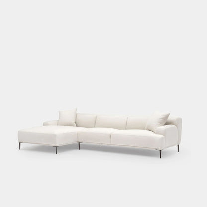 Crystal fabric sectional sofa large left white