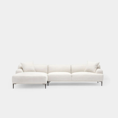 Crystal fabric sectional sofa large left white