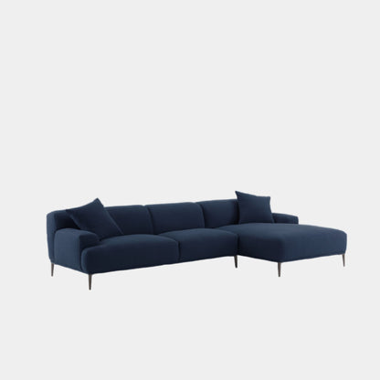 Crystal fabric sectional sofa large right blue