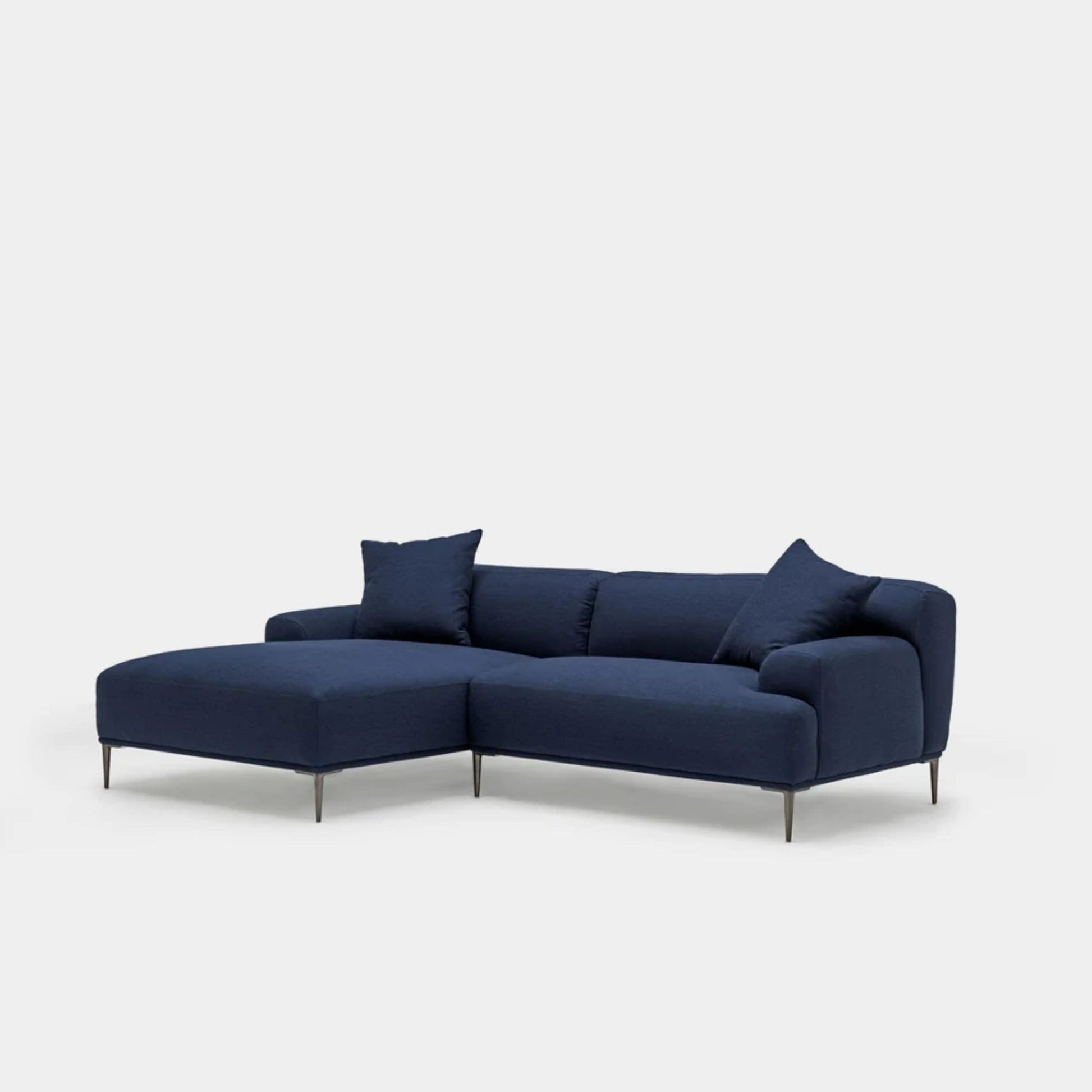 Crystal fabric sectional sofa left blue