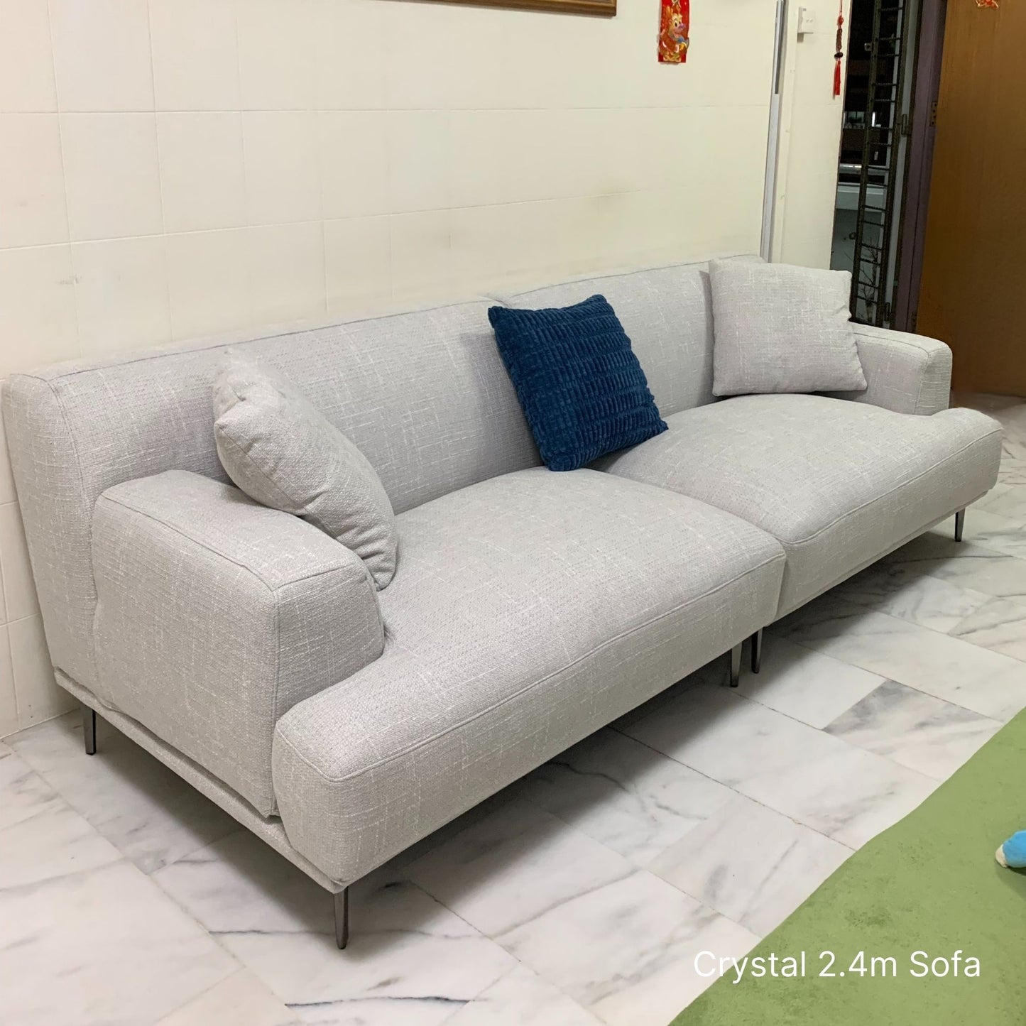 240cm 3 seater grey fabric sofa delivered to real customers