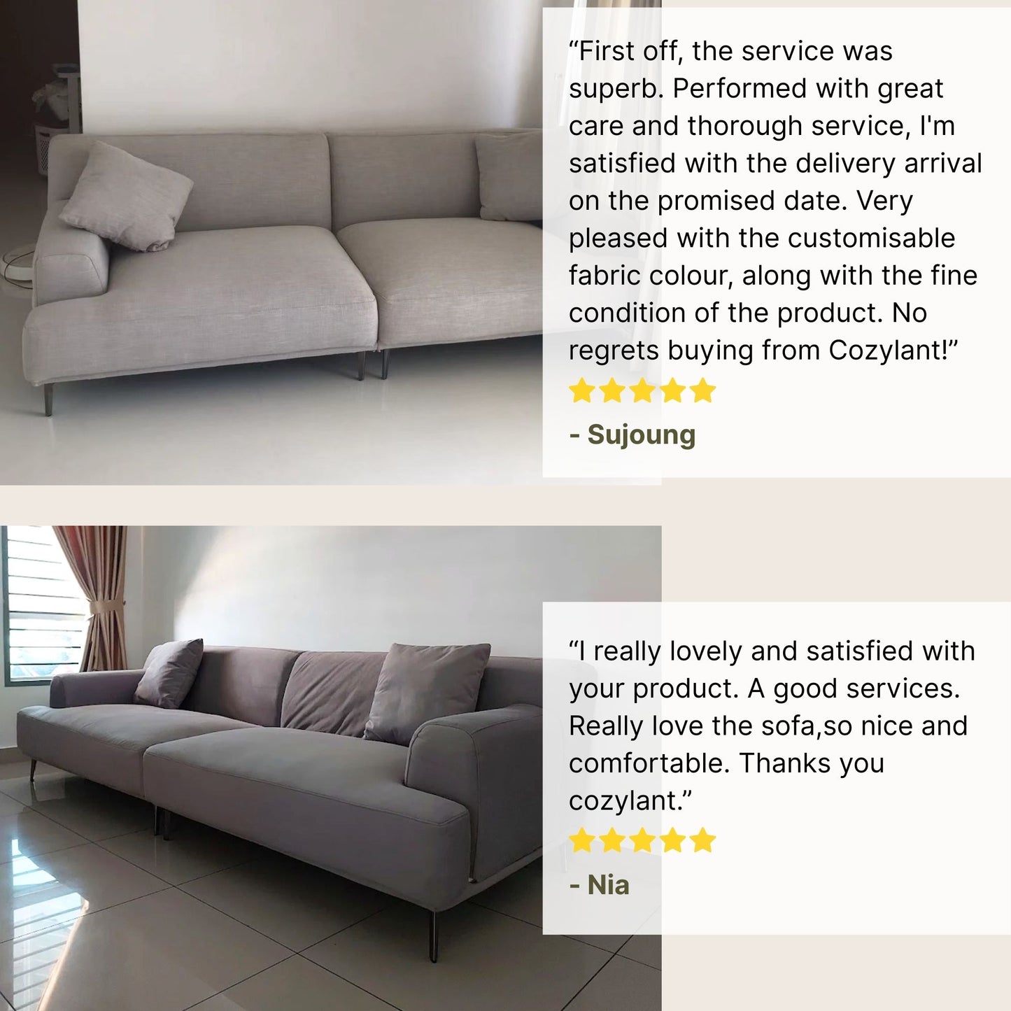 Good reviews for Crystal fabric sofa