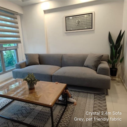 4 seater Crystal grey pet friendly fabric sofa in living room
