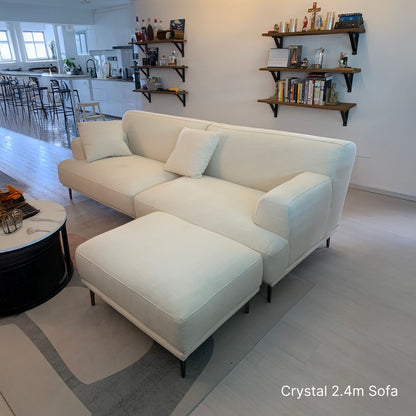 3 seater 240cm Crystal fabric sofa and ottoman in white sample