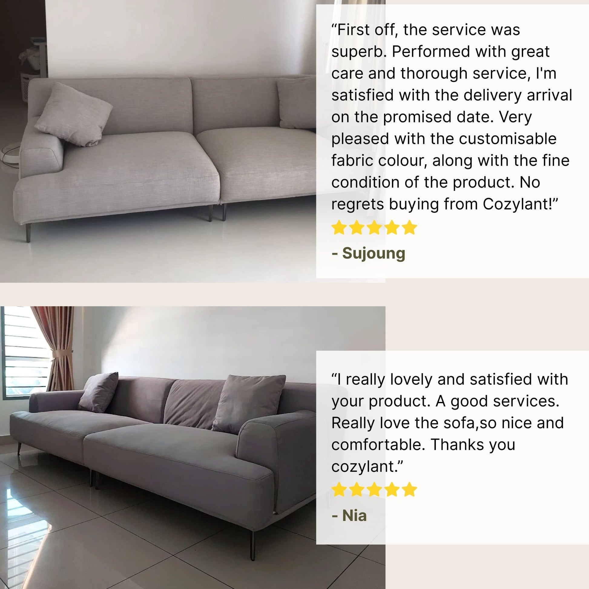 Good reviews for Crystal fabric sofa