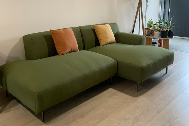 Crystal Fabric L-Shaped Sectional Sofa in Cloud 16 pet friendly upholstery